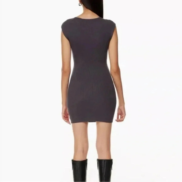 WILFRED Cut-Out Mini Dress (Brown/Grey) - Picture 3 of 8